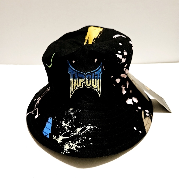 Tapout Mens Paint Splatter Embroidered Black Bucket Hat One Size NWT - Picture 4 of 7